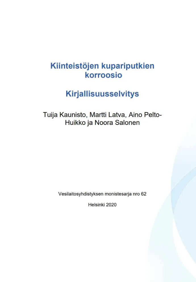 Kiinteistöjen kupariputkien korroosio, Kirjallisuusselvitys